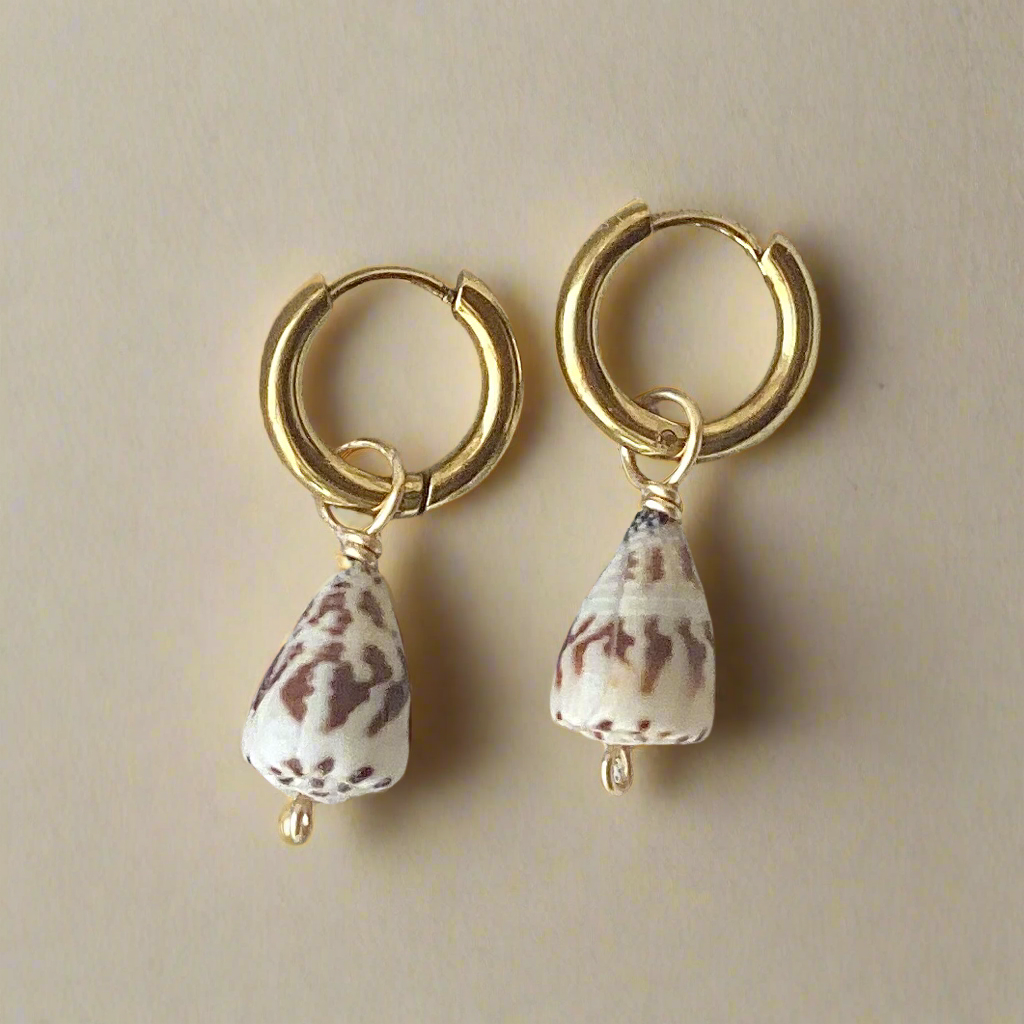 Gold Striped Cone Shell Huggies