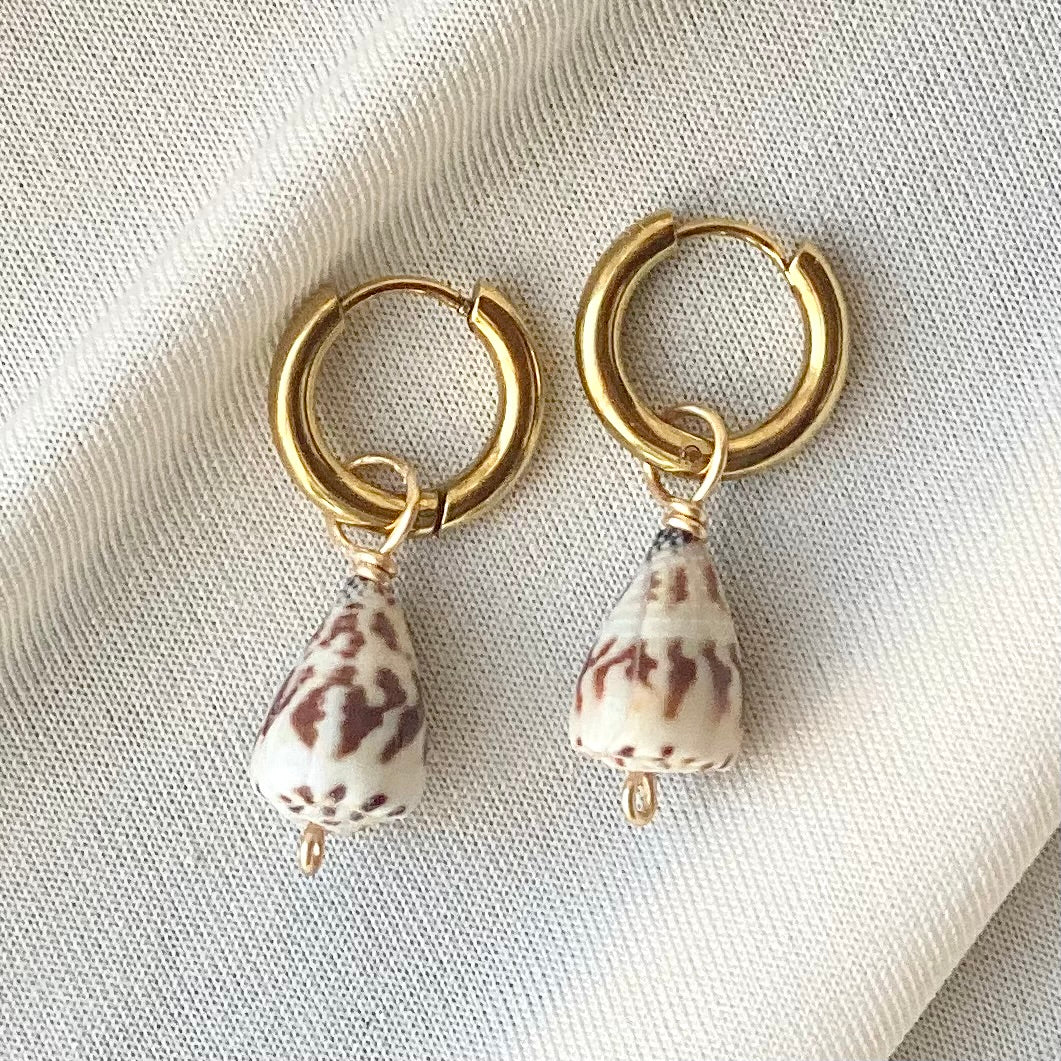 Gold Striped Cone Shell Huggies