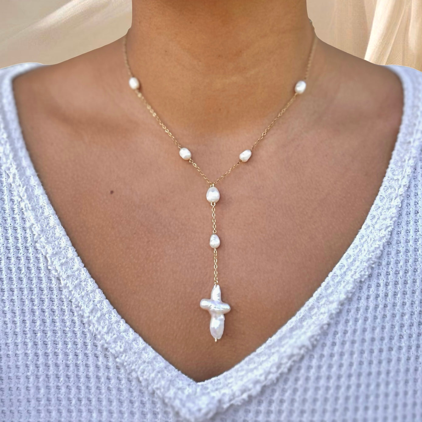 Mother of Pearl Drop Necklace