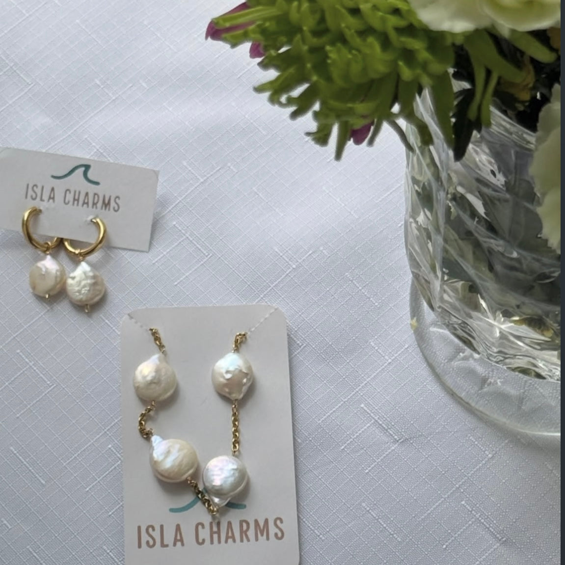 Gold Coin Pearl Huggies