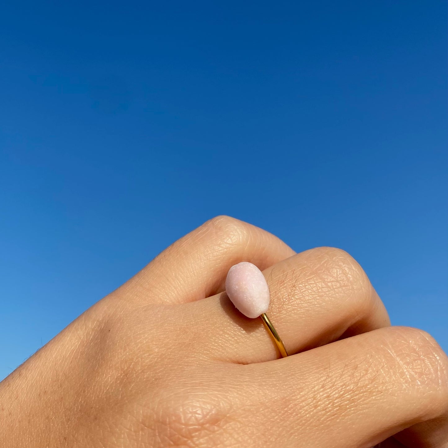 Gold Pink Cowrie Ring
