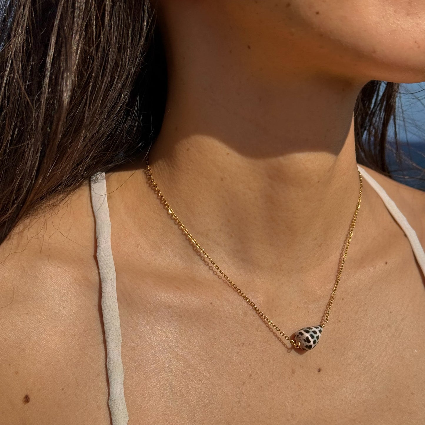 Gold Hebrew Cone Shell Necklace