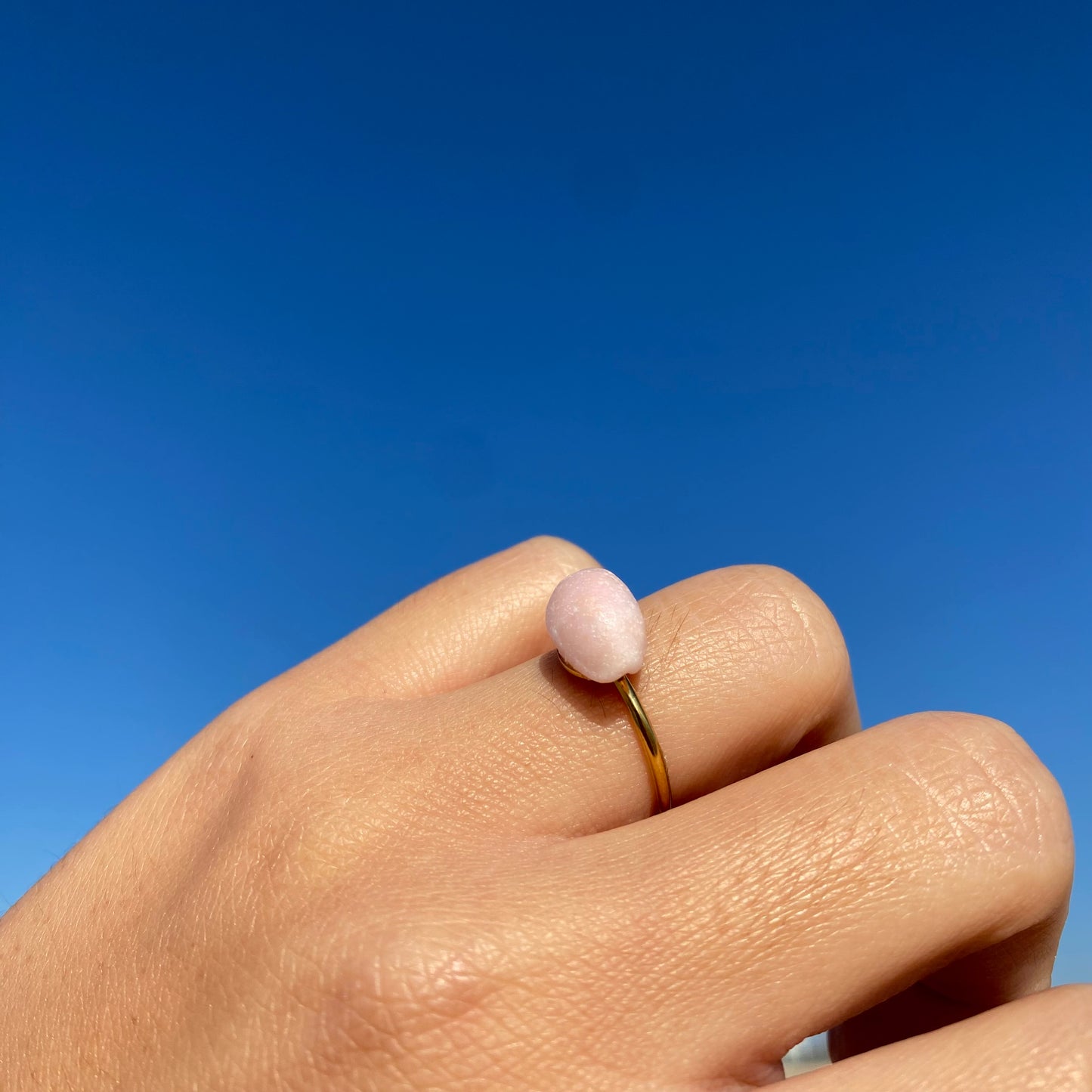 Gold Pink Cowrie Ring