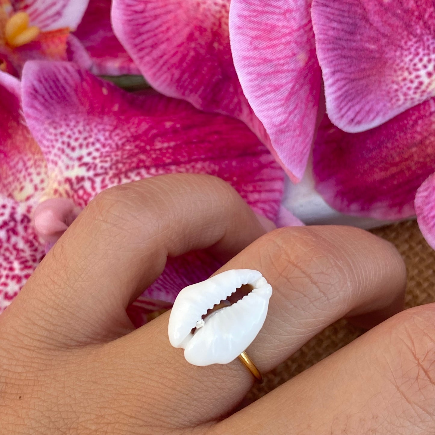 Isla White Cowrie Ring