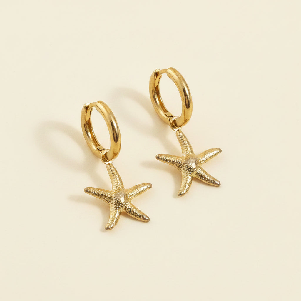 Gold Starfish Huggies