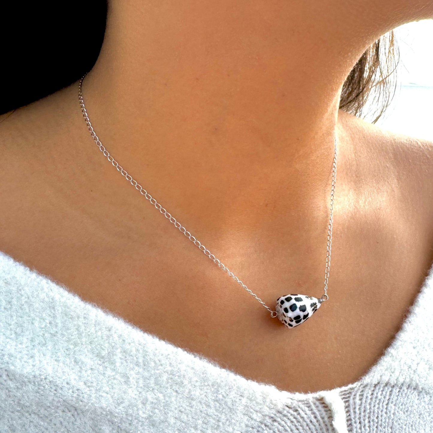 Silver Hebrew Cone Shell Necklace