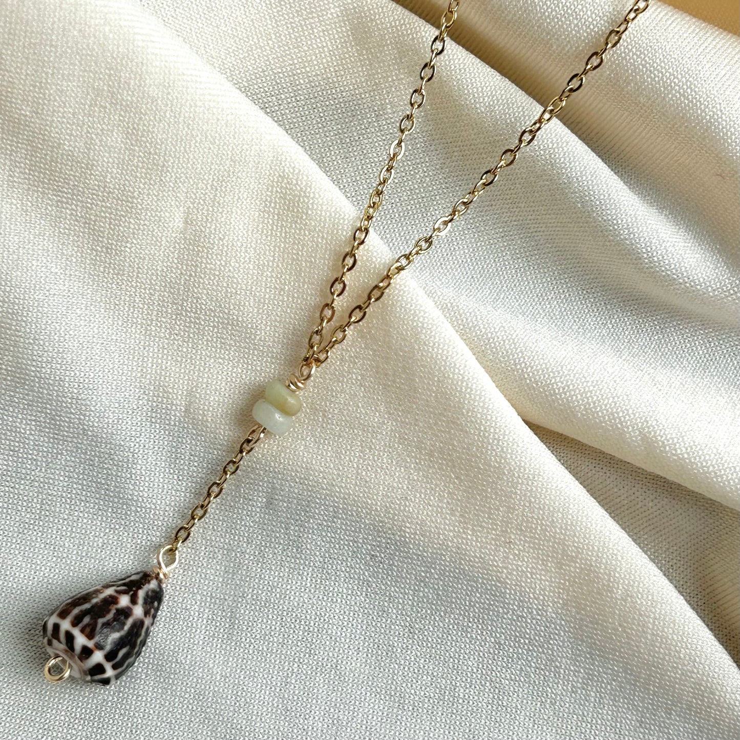 Black Textile Cone Lariat Necklace