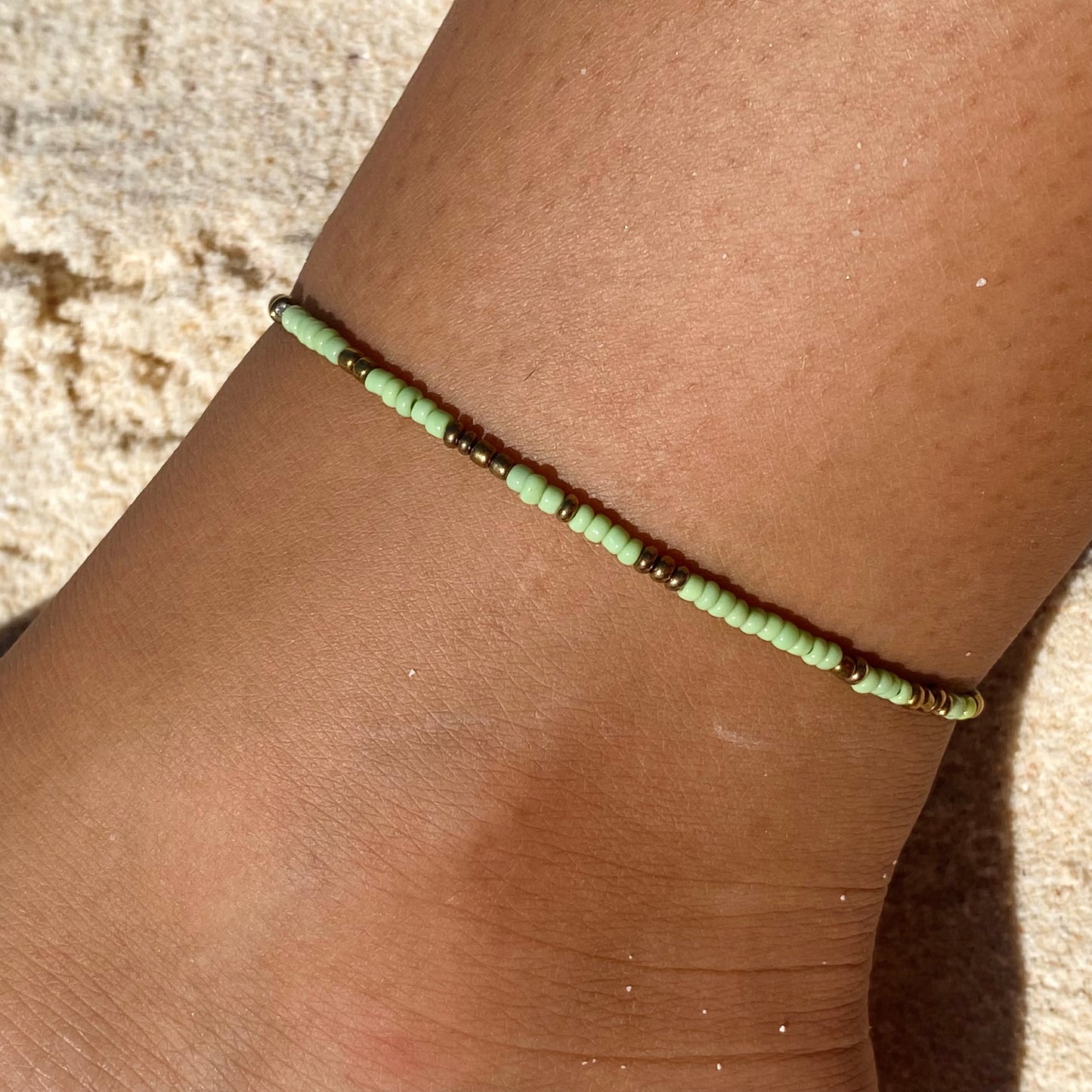 Light Green & Gold Anklet