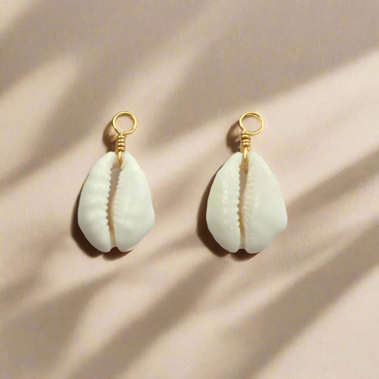 Gold White Cowrie Huggie Charms