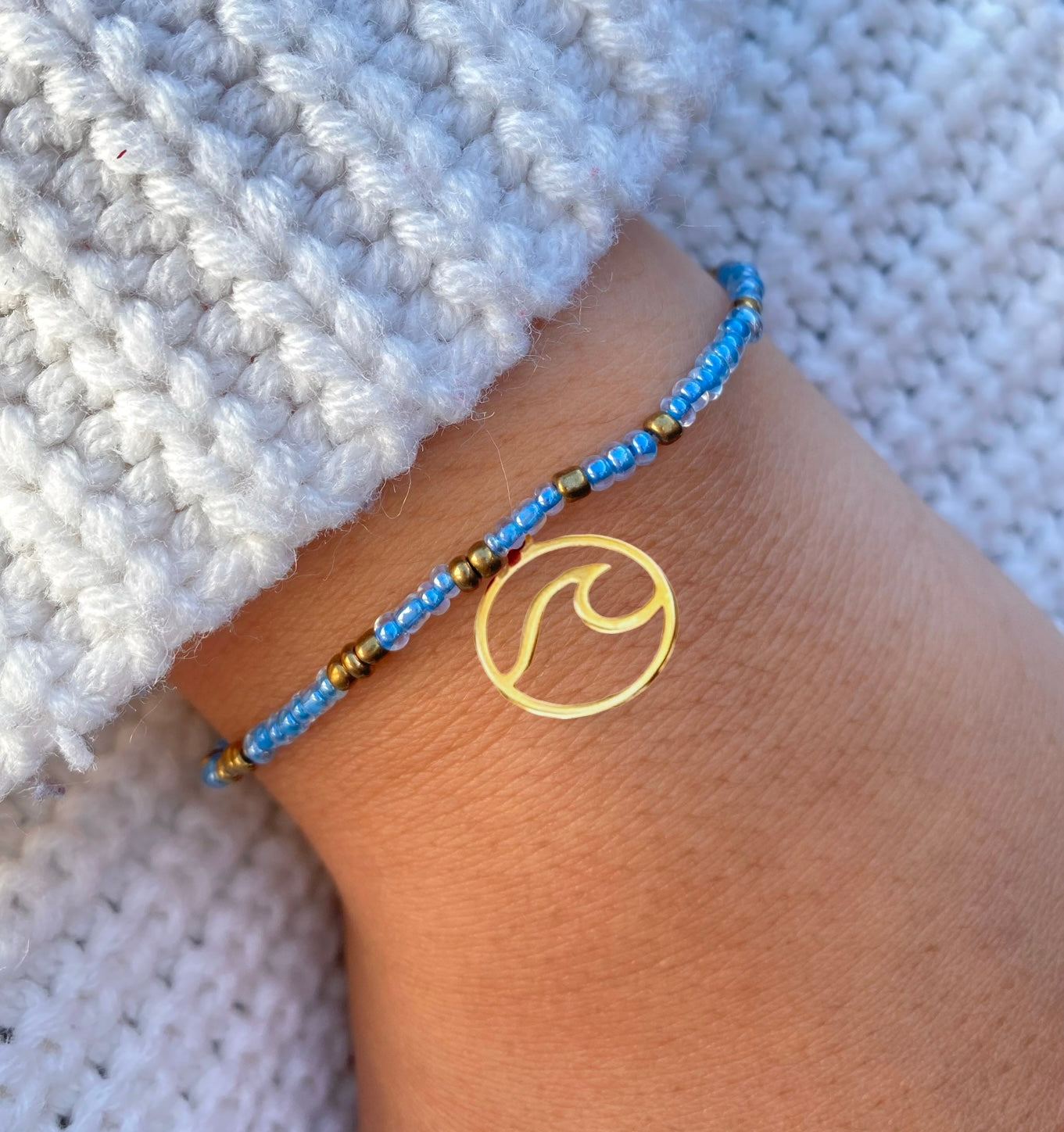 Dusty Blue & Gold Bracelet