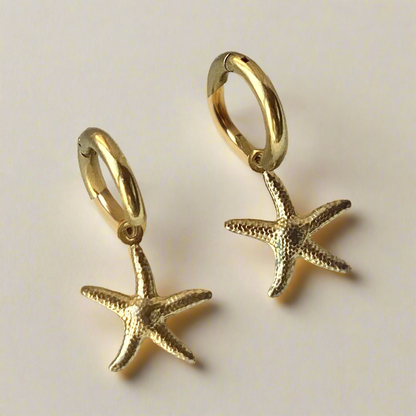 Gold Starfish Huggies