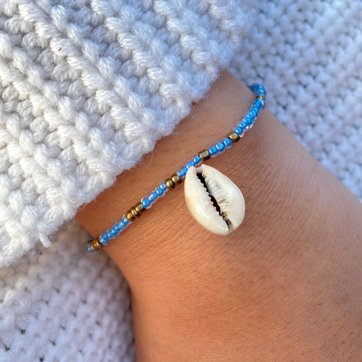 Dusty Blue & Gold Bracelet