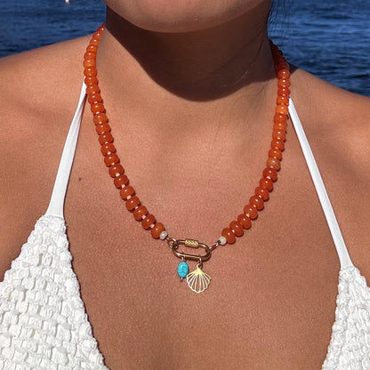 Orange Jade Beaded Necklace