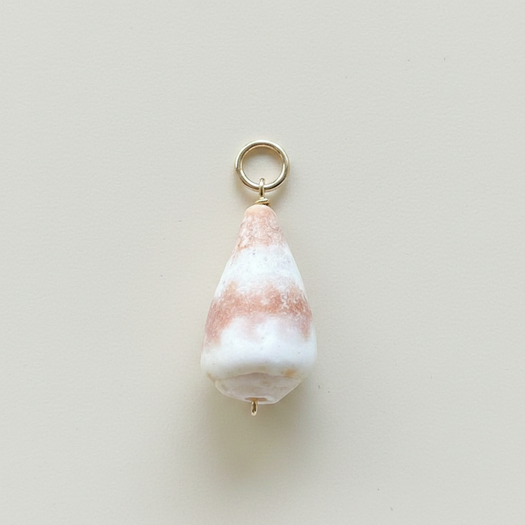 Rare Orange Striped Cone Charm in Gold