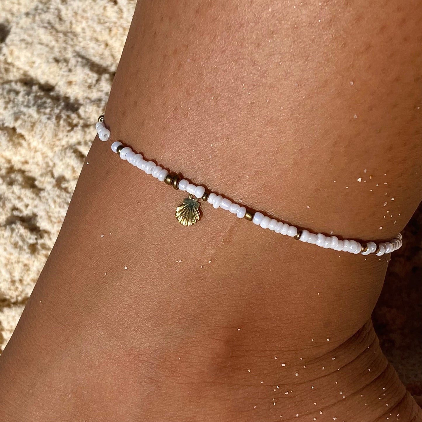 White & Gold Anklet