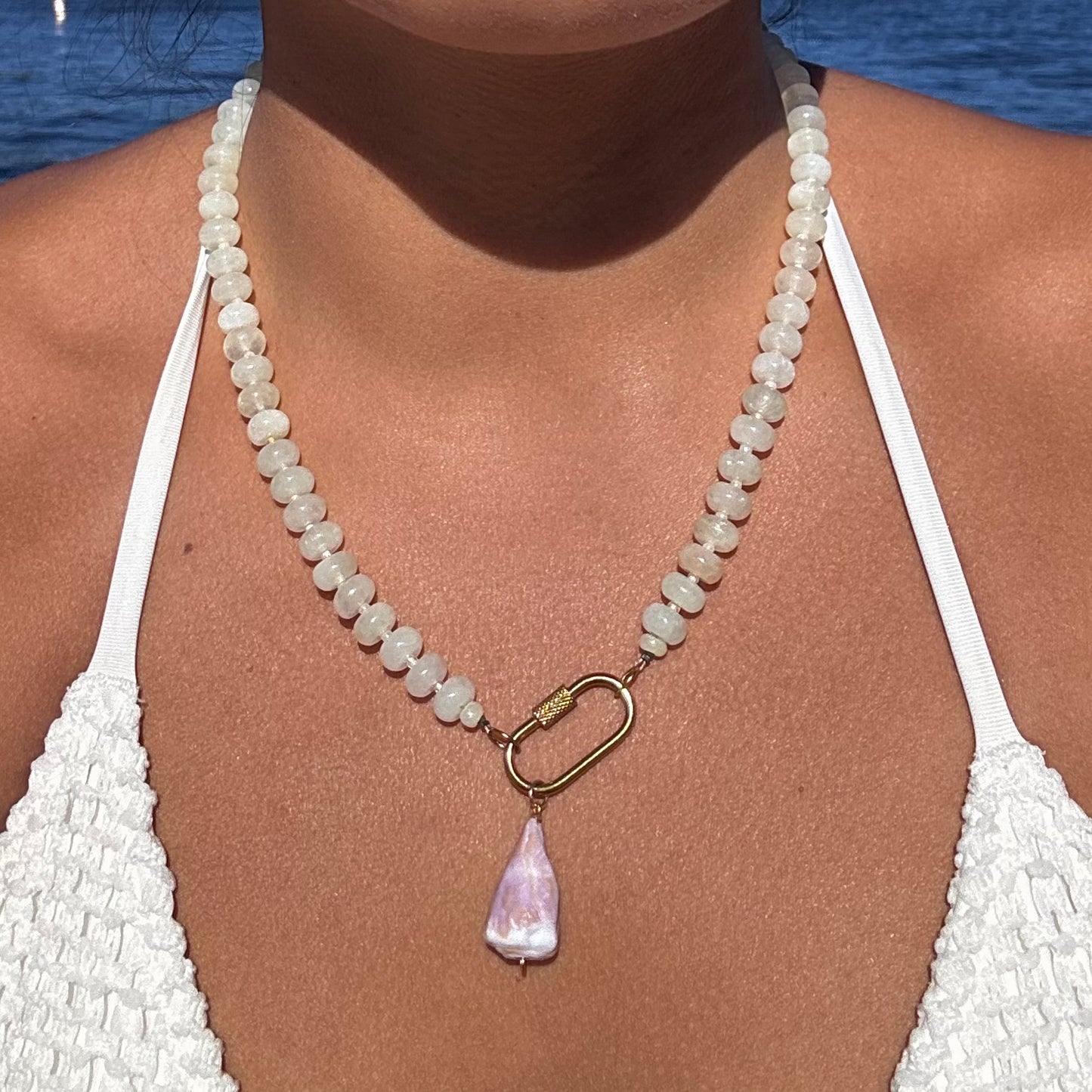 White Jade Beaded Necklace