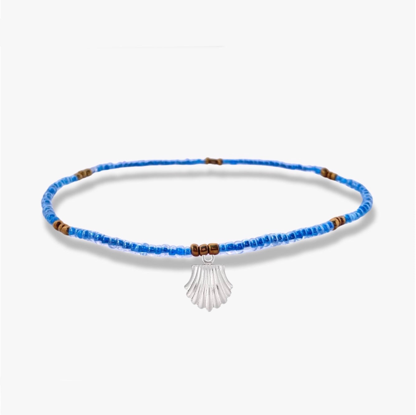 Dusty Blue & Gold Anklet