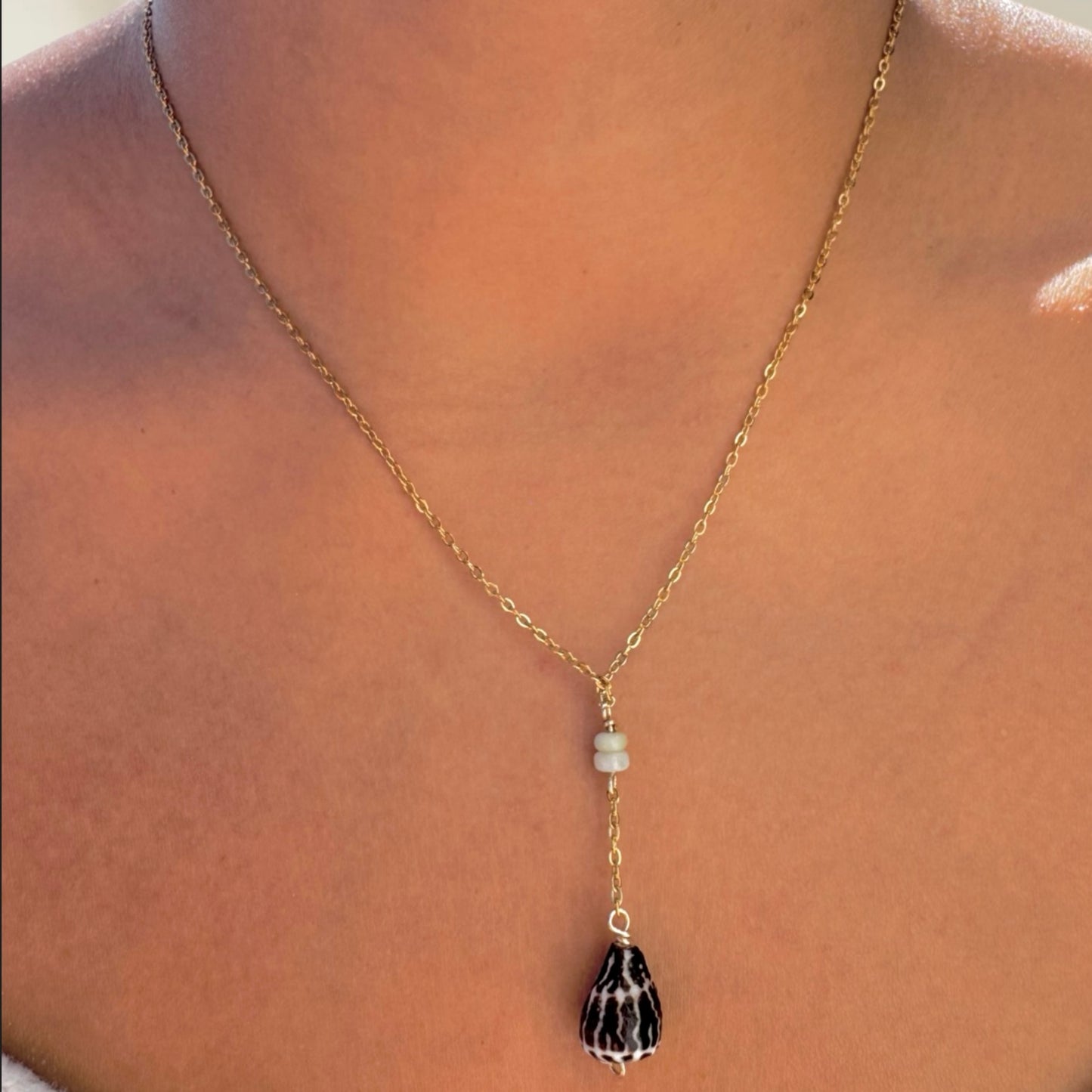 Black Textile Cone Lariat Necklace