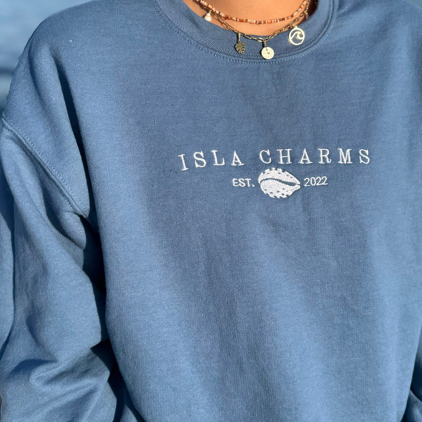 Isla Charms Crewneck in Indigo