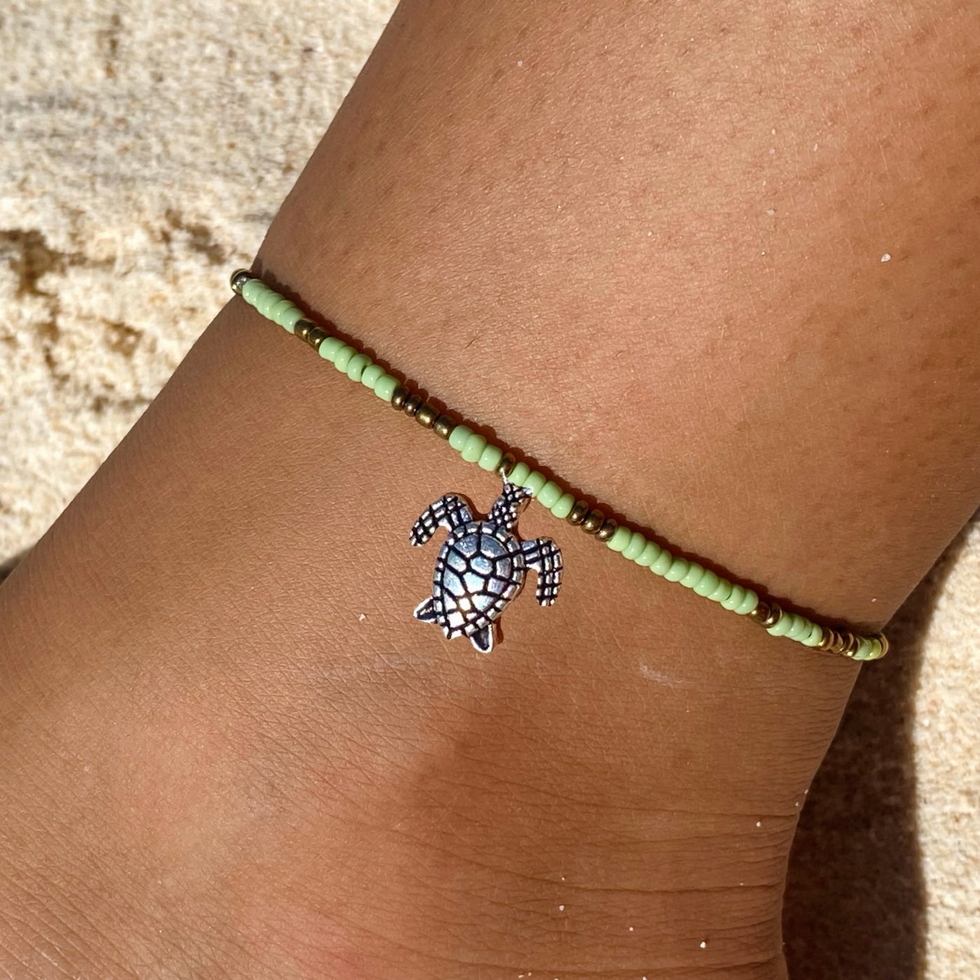 Light Green & Gold Anklet