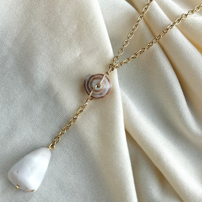 Brown Puka Lariat Necklace