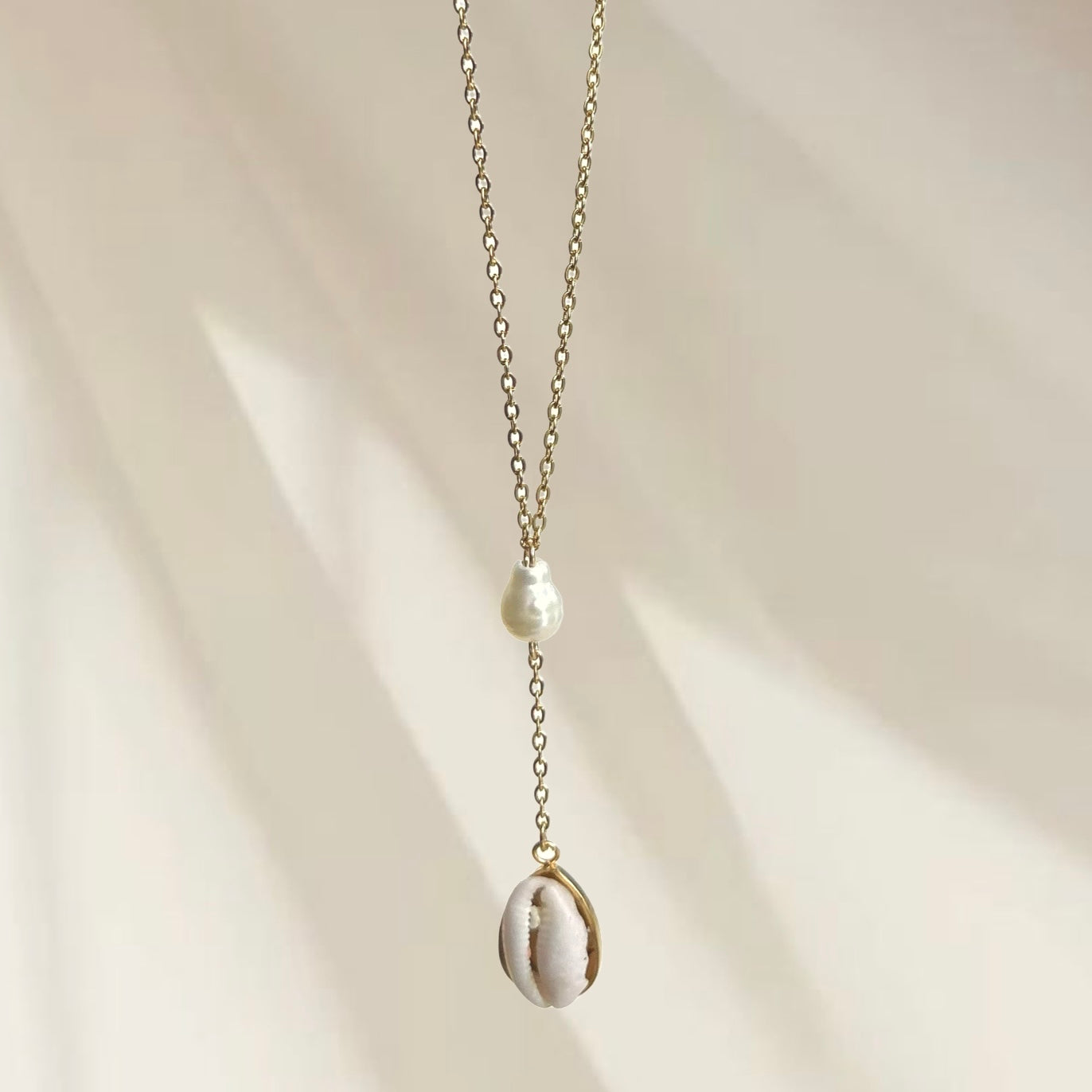 Purple Cowrie Lariat Necklace