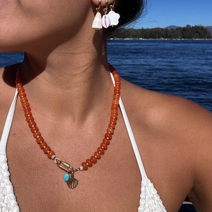 Orange Jade Beaded Necklace