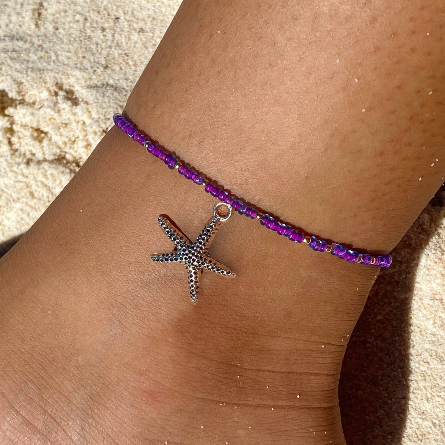 Purple & Gold Anklet