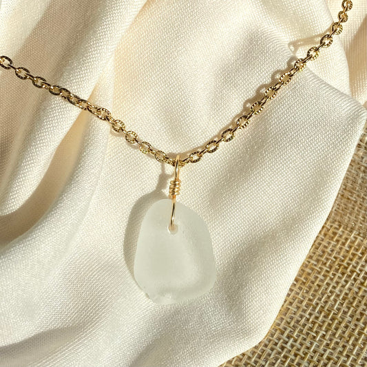 White Seaglass Necklace