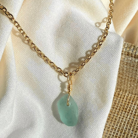 Teal Seaglass Necklace