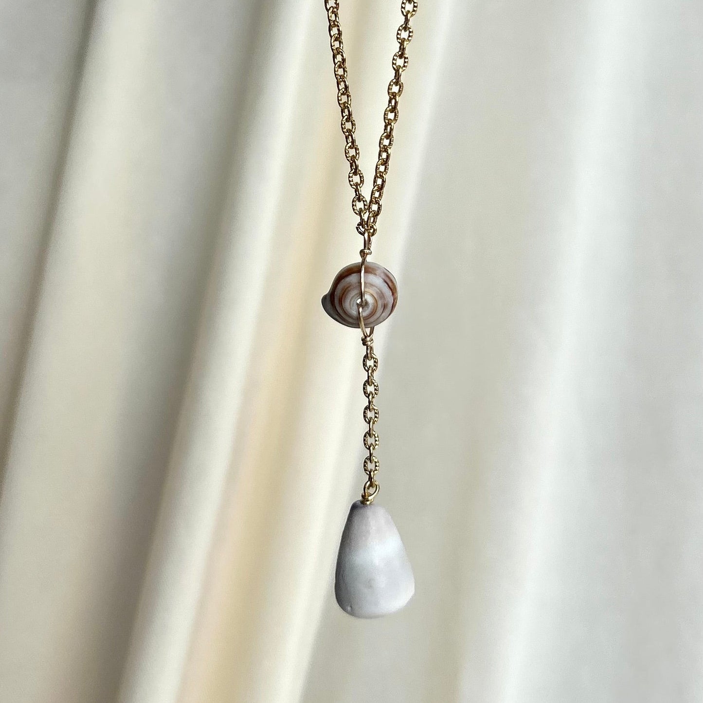 Brown Puka Lariat Necklace