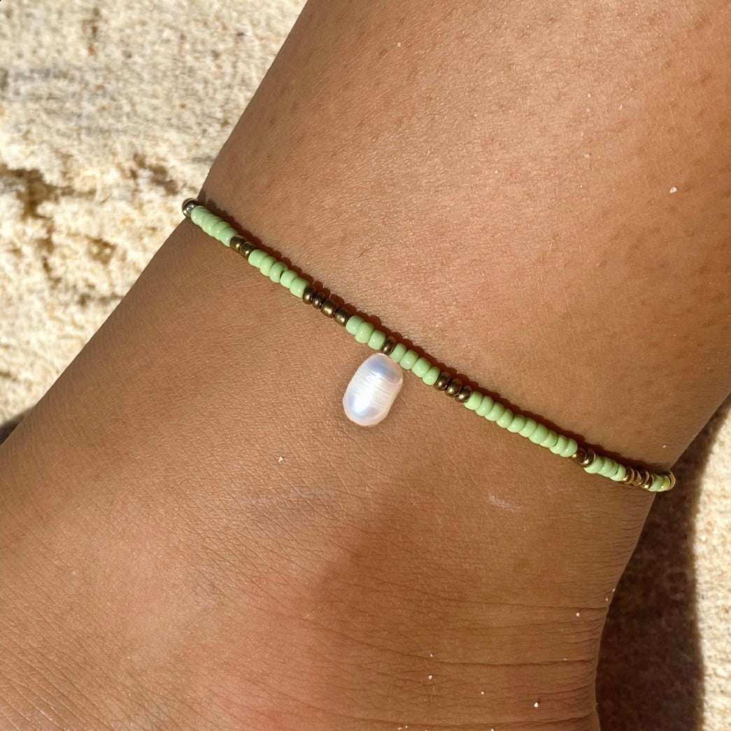 Light Green & Gold Anklet