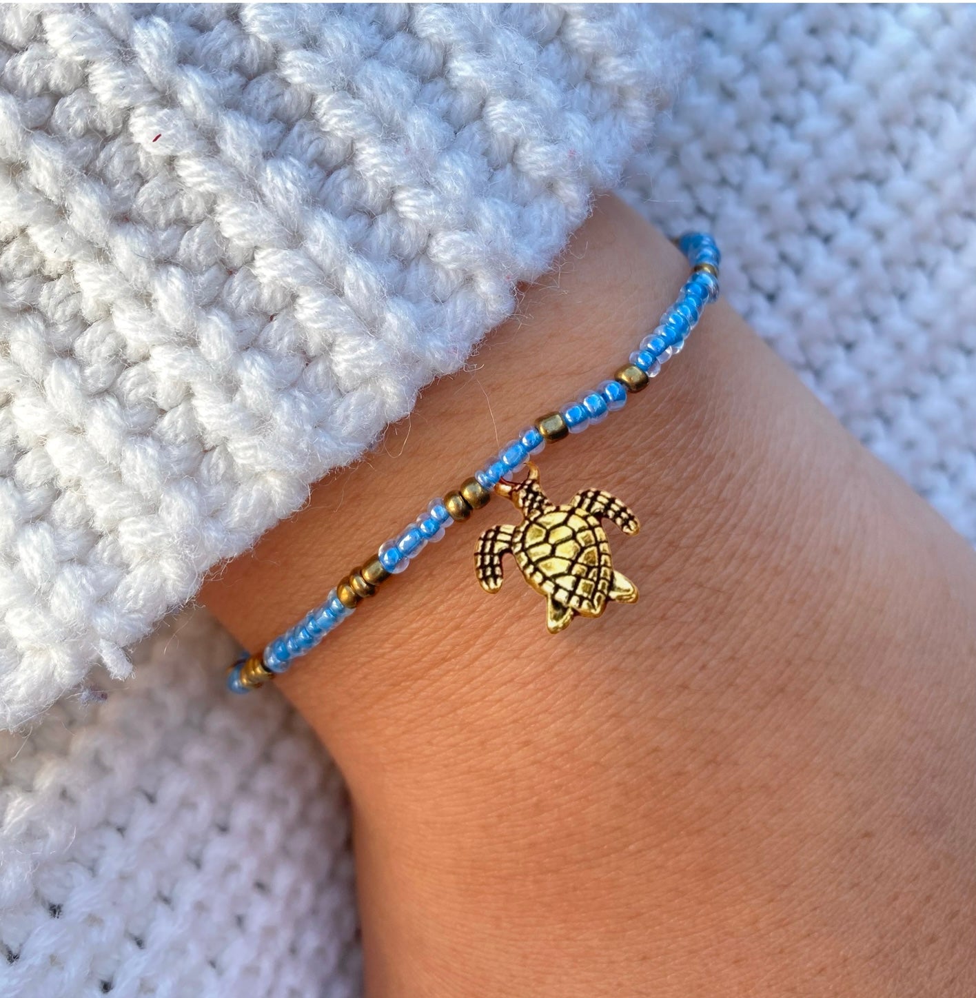 Dusty Blue & Gold Bracelet