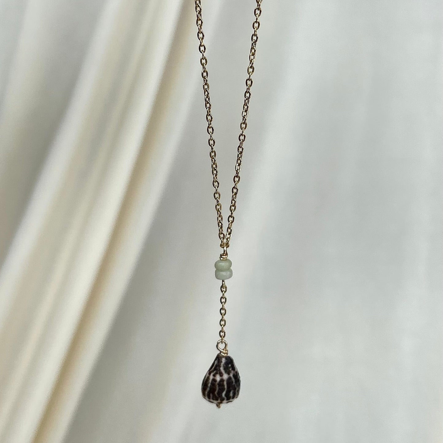 Black Textile Cone Lariat Necklace