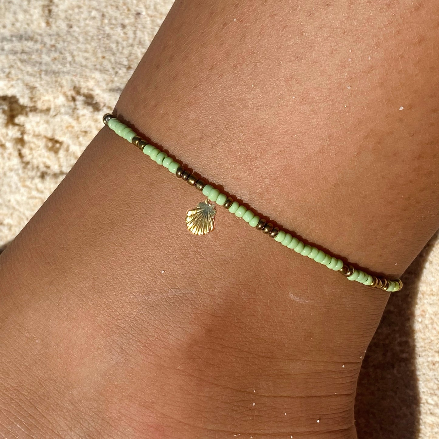 Light Green & Gold Anklet