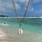 Gold White Cowrie Gem Necklace