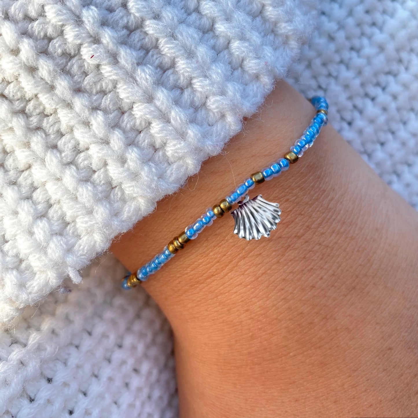 Dusty Blue & Gold Bracelet