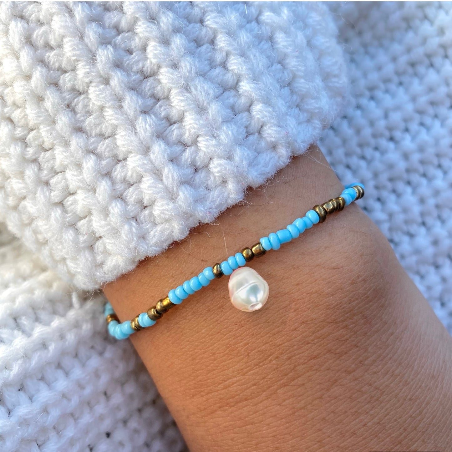 Light Blue & Gold Bracelet