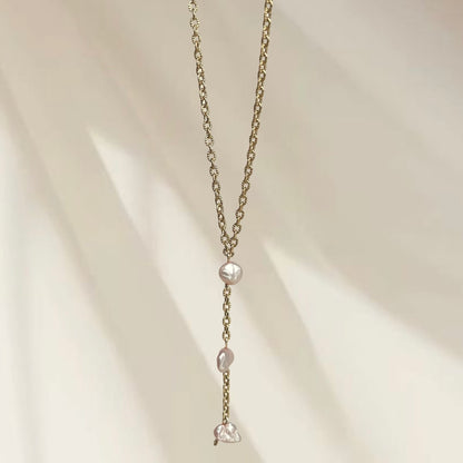 Pink Pearl Lariat Necklace