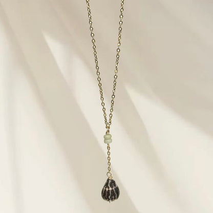 Black Textile Cone Lariat Necklace