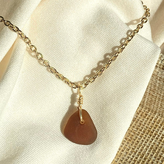 Brown Seaglass Necklace