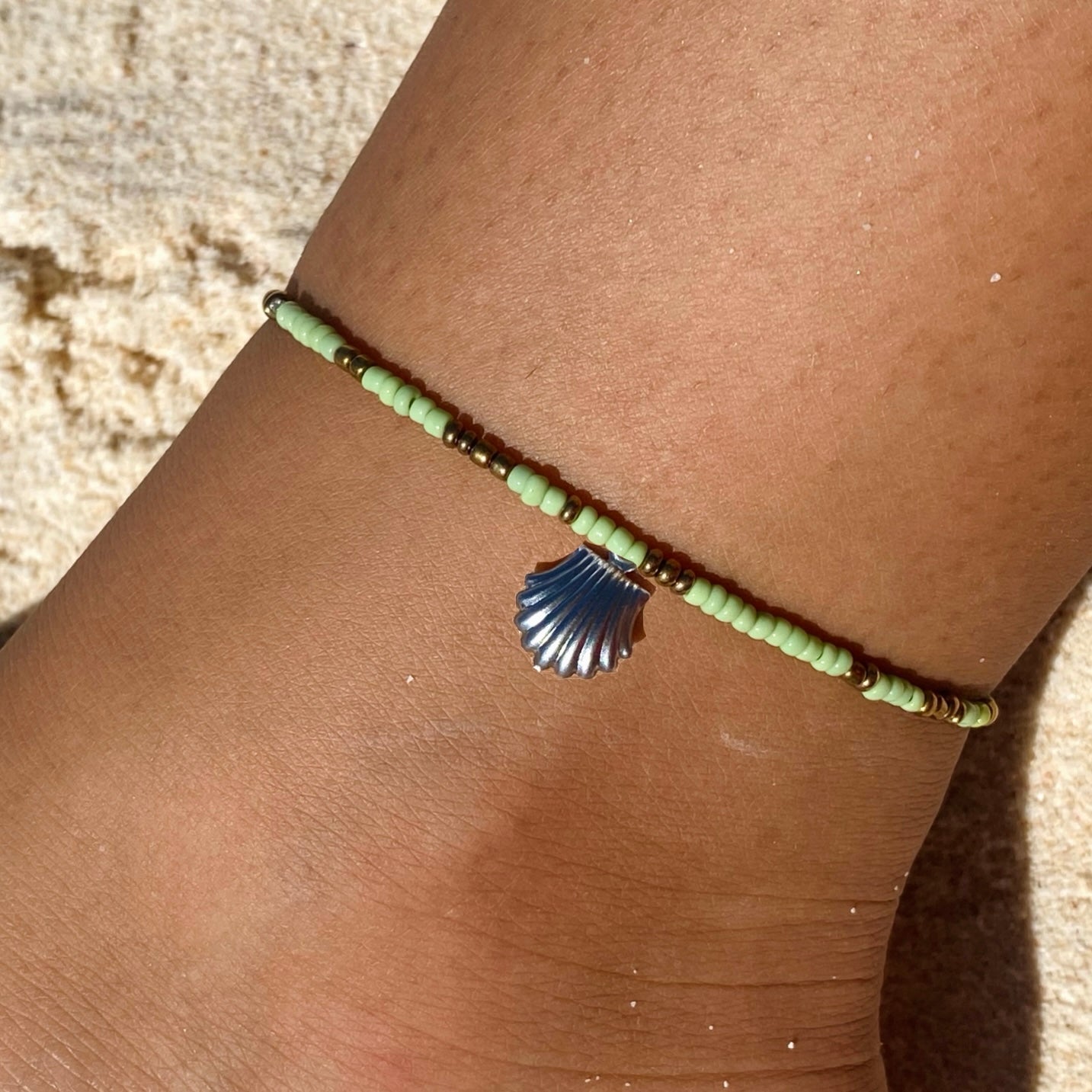 Light Green & Gold Anklet