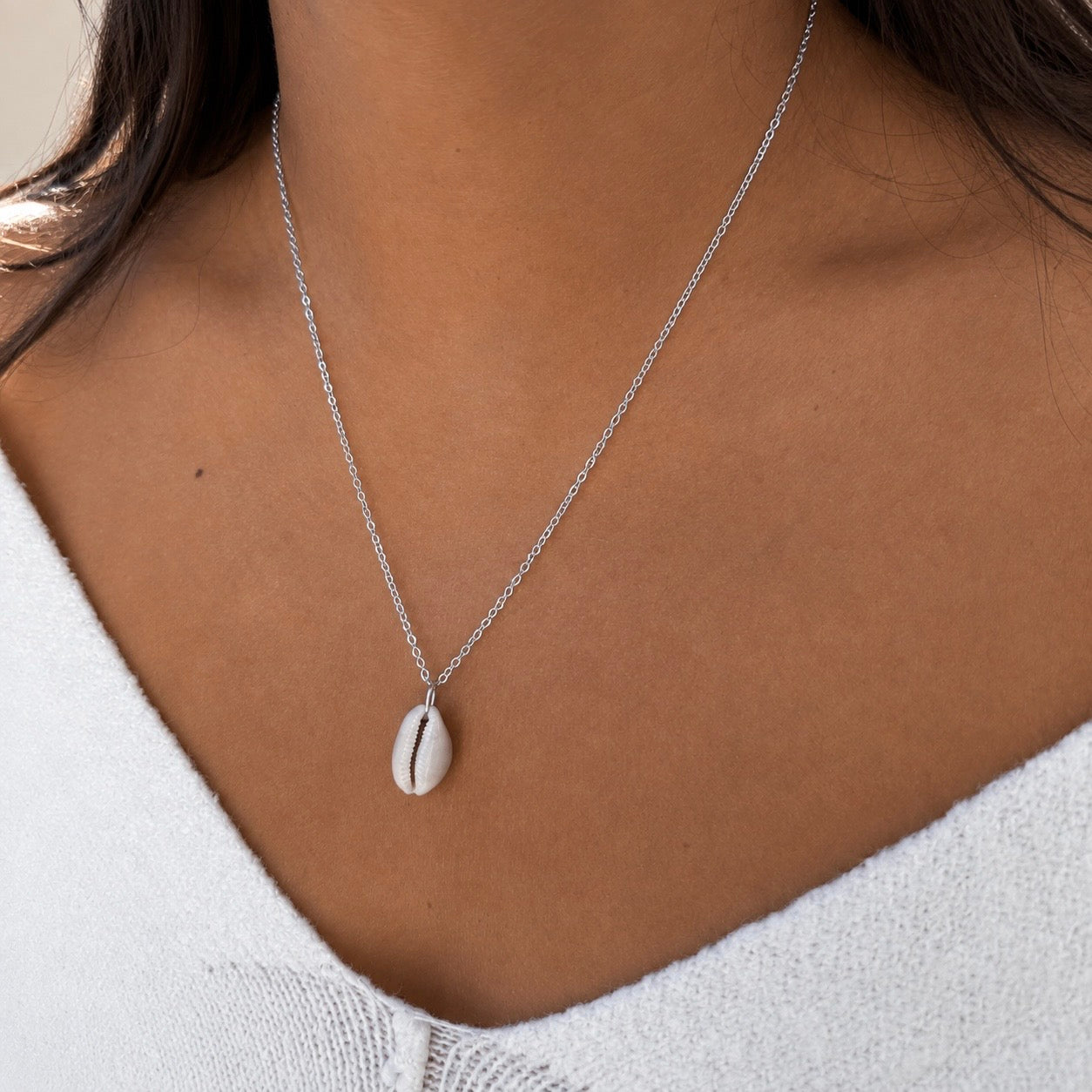 Silver Cowrie Necklace
