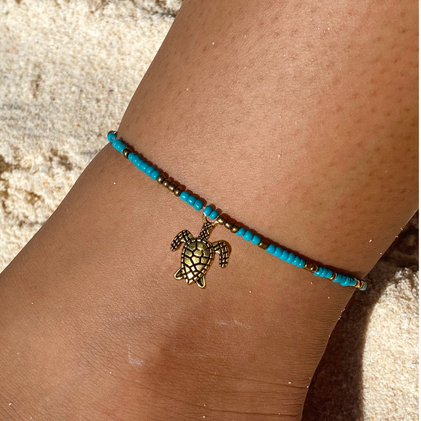 Turquoise & Gold Anklet