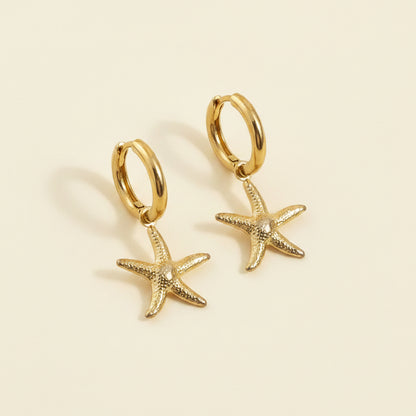 Gold Starfish Huggies