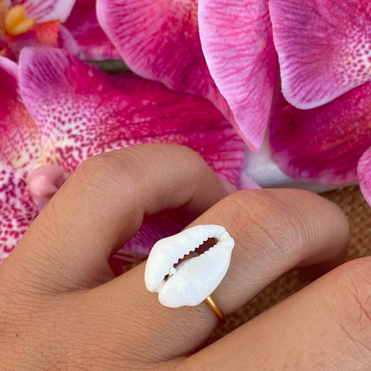 Isla White Cowrie Ring
