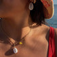Gold White Cowrie Gem Necklace