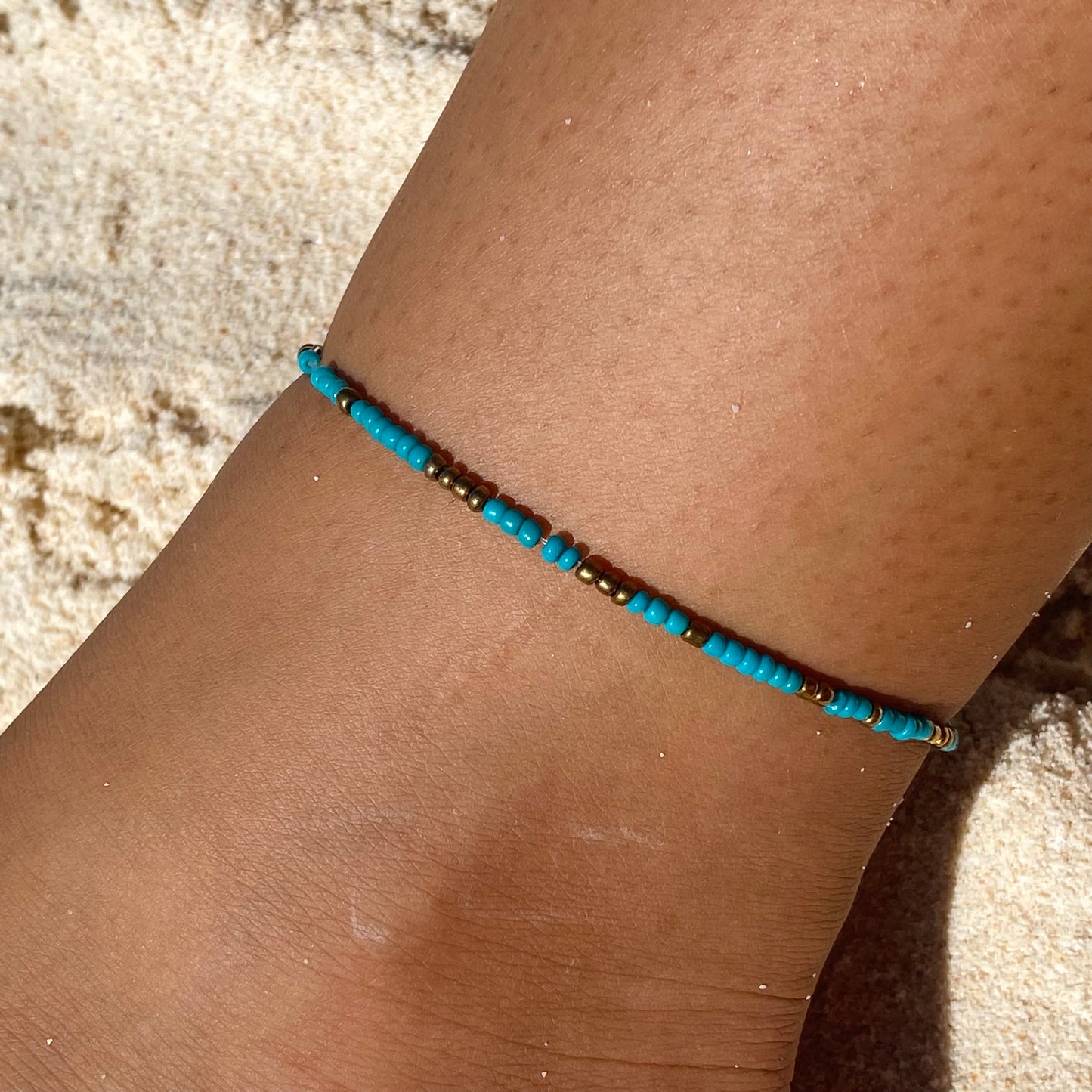 Turquoise & Gold Anklet