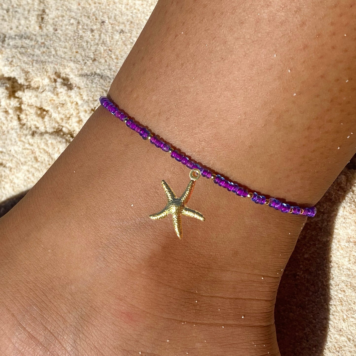 Purple & Gold Anklet