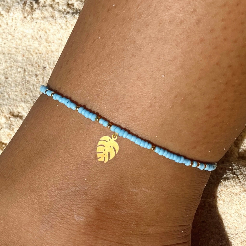 Light Blue & Gold Anklet